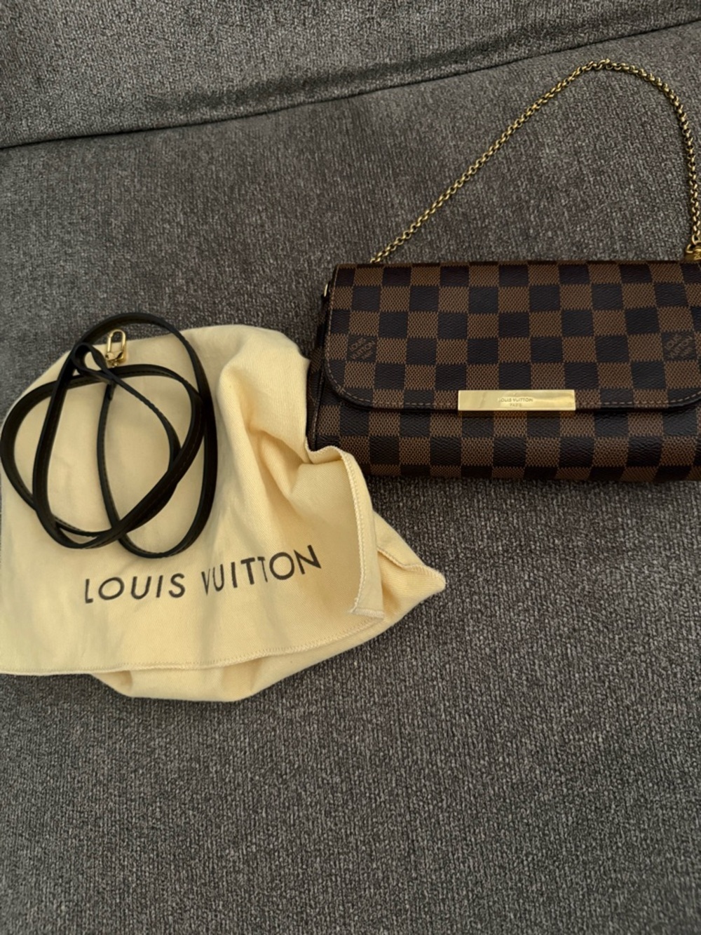 SOLD****Louis Vuitton Favorite PM Damier Ebene Crossbody Clutch